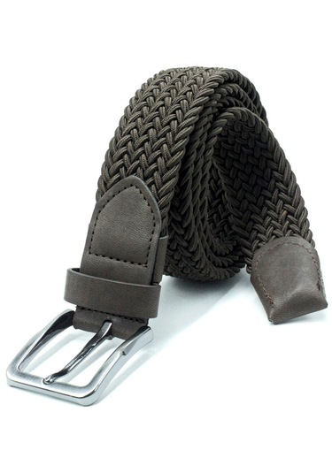 Örgü Lastik Kemer 3,5cm - Şort Kemeri - Kot Kemeri - Kanvas Pantolon Kemeri - Kahverengi Kahverengi