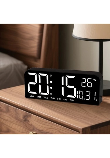 Willowhaven Beyaz Ekranlı 10 İnç Dijital Saat Büyük Ekran Çift Alarm Zamanlayıcı Otomatik Parlaklık