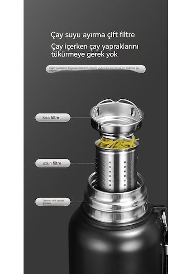 Açık Dağ Tırmanışı Büyük Kapasiteli Termos Bardak-siyah
