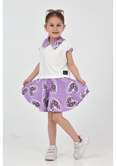 Kız Çocuk Etekli Takım Mor