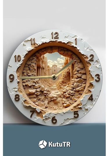 Sessiz Yuvarlak Ahşap Duvar Saati, Kuvars Hareketli 3d Görünümlü 2d Saat Sdw077 Renkli