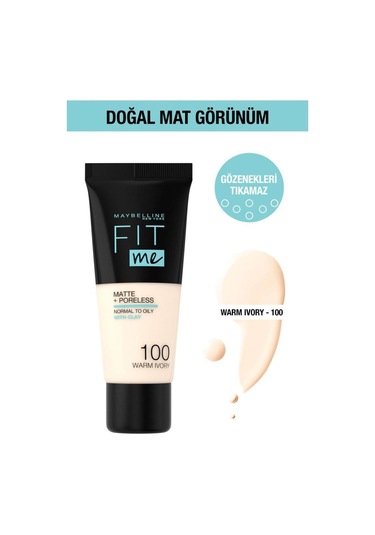 Maybelline New York Fit Me Matte Poreless Fondöten 100 Warm Ivory