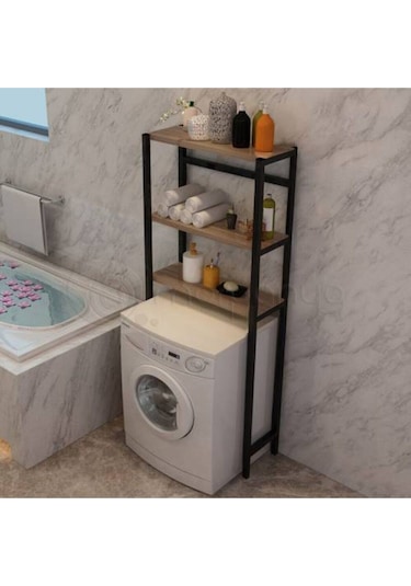 Umutpark Umuthomedesing Metal Ahşap Banyo Raf. Kahverengi