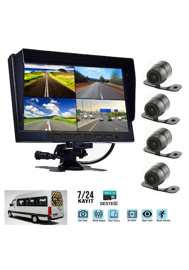 7'' Dvr Araç Monitör Set 4 Kameralı Sd Kayıt'lı Full Hd Rose Mr-08