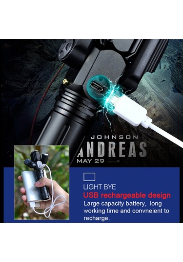 Ranyeek Alüminyum T6 3 Lü Fenerli Bisiklet Feneri, Ipx6 Su Geçirmez, 250 Lumens, Geniş Aydınlatma, 6-8 Saat Kullanim Süresi, Usb Şarjlı Set Siyah