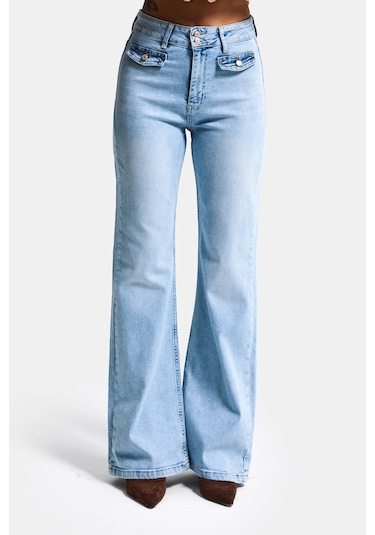 it's basic Kadın Ice 4s6-3 Flare Fit High Waist Esnek Kumaş Denim Jean Buz Mavi