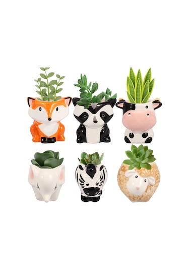6 Adet Seramik Mini Ekici Sevimli Karikatür Hayvan Etli Tencere
