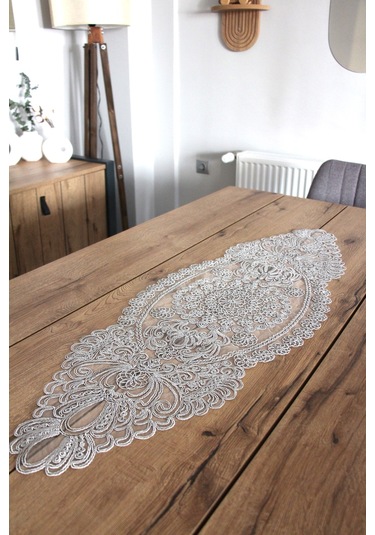 Dantel Kordon Örme Detay Masa Runner Fiskos Örtüsü 100x35 Cm 1007-dantel