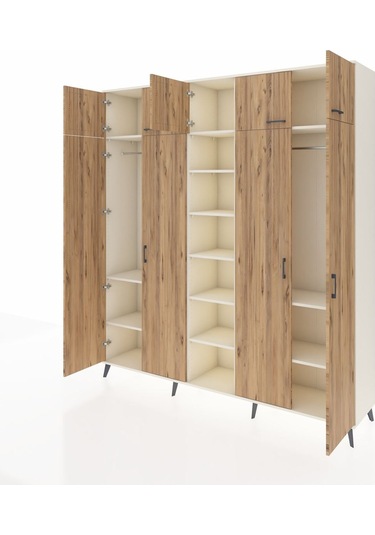 Hyperion Dolap 12 Raflı 9 Kapaklı 2 Askılı 220x44x243 Aytaşı-çam/aytaşı Atlas Çam/aytası