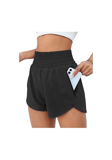 Anrabess Polyester Şort Siyah