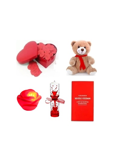 Eşe Sevgiliye Romantik Hediye Aşk Sözleri Kalp Kutusu Peluş Ayı