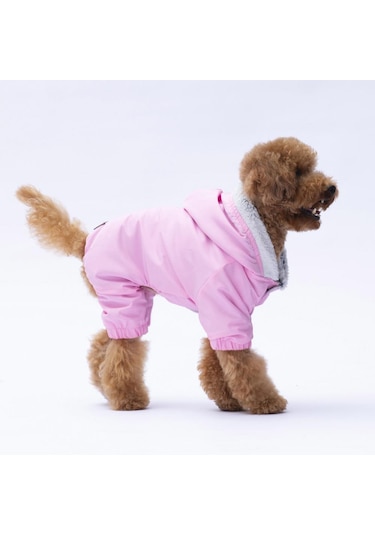 Pettrend Pembe Kürklü Tulum Yağmurluk Küçük Irk Yağmurluk Köpek Kıyafeti