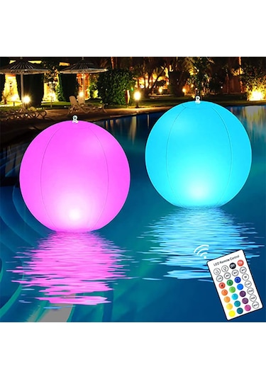 2 Adet Güneş Yüzen Top Havuz Işığı Rgbw Renk Değiştiren