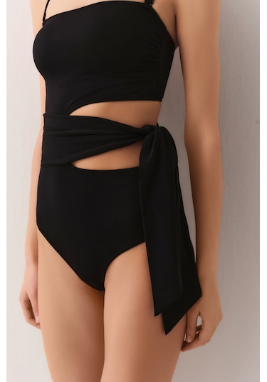 Suwen Yandan Bağlamalı Straplez Mayo Sbn25735012 Siyah