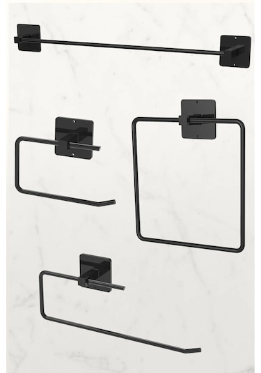 Yapışkanlı Siyah Uzun Havluluk Rulo Havluluk Kare Havluluk Ve Wc Kağıtlık Seti Siyah