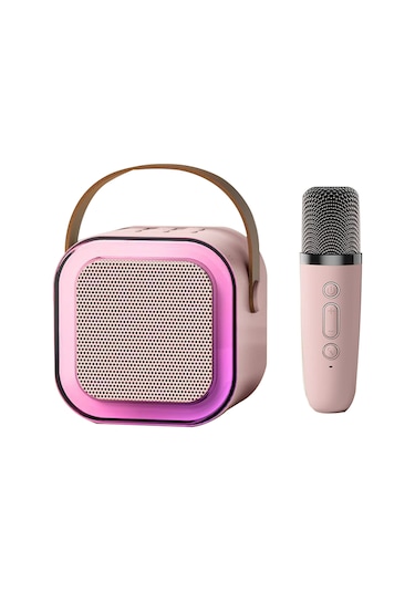 Geeroyoo Pembe K12 Taşınabilir Mikrofonlu Hoparlör - Ev Ve Dış Mekan İçin Kablosuz Bluetooth, 6w Güç, 8-10 Saat Çalma Süresi, Tek Mikrofon