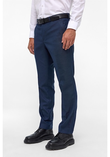 SÜVARİ Lacivert Regular Armürlü Kumaş Pantolon