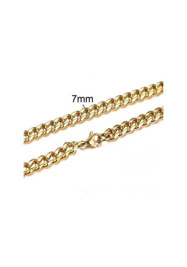 Altın Erkekler Kadınlar İçin 9 Boyutu Bilezikler Paslanmaz Çelik Curb Küba Link Zinciri Bilezikler Parti Takı Hediye 50cmx7mm Altın