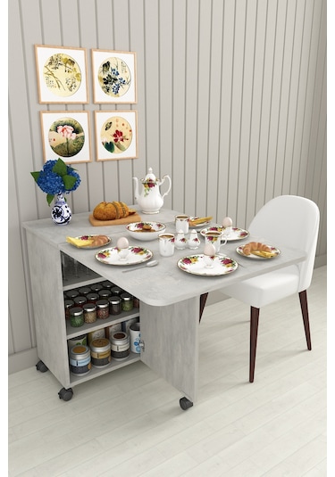 Asra Trend %100 Mdflam 105cm Mutfak Adası Yemek Masası Kahve Köşesi Ma-01 Retro Taş Retro Taş