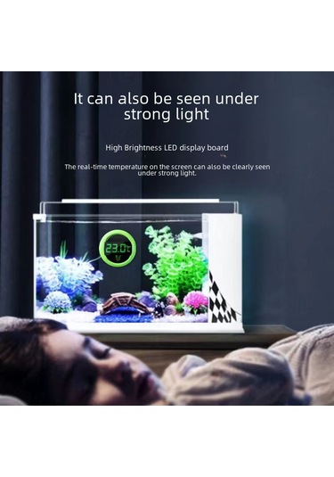 Gajeena Akvaryum Su Sıcaklığı Ölçer - Dijital Lcd Ekranlı, Su Geçirmez Prob, Canlı Su Yaşamı İçin Doğru Ölçüm, Dış Tutkal Tipi Yeşil Yuvarlak Model