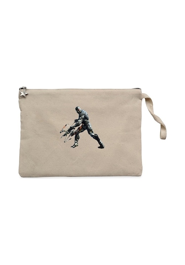 Crysis Warrior Krem Clutch Astarlı Cüzdan / El Çantası Krem