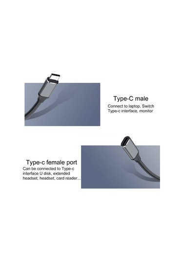 Sones Usb-c / Type-c Erkek - Usb-c / Type-c Dişi Adaptör Kablosu, Kablo Uzunluğu: 25 Cm