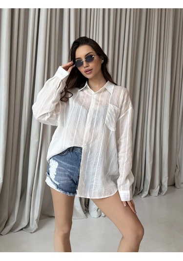 Bezmateznost' Güneşli Yaz Oversize Gömlek Şeffaf Hafif 389862181
