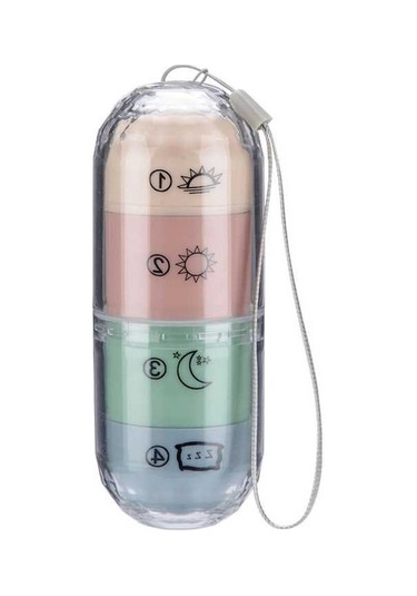 Novahub 4 Bölmeli İlaç Saklama Kutusu - Sabah, Öğle, Akşam, Gece İçin Pratik Çözüm Yd177 Çok Renkli, Pp+pc, 120g, 12.5x5x5cm Çok Renkli