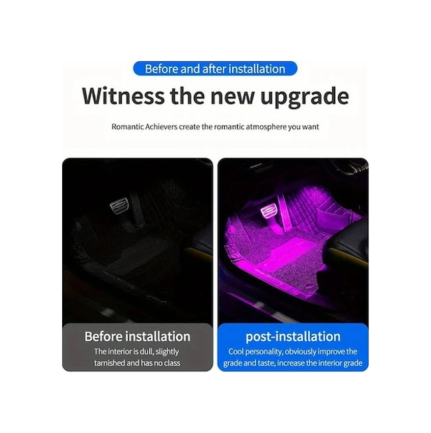 Trendooze 1 Tak 4 Led Araç İç Aydınlatma Pedal Işığı Kırmızı Turcoshop11 Usb Ayak Lambası