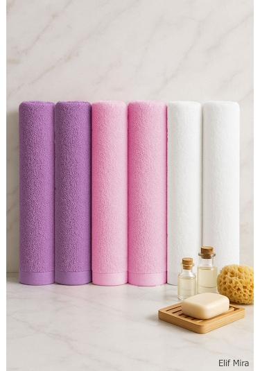 6 Lı Softtouch El Yüz Banyo Havlusu Seti %100 Pamuklu 50x90 Cm Beyaz