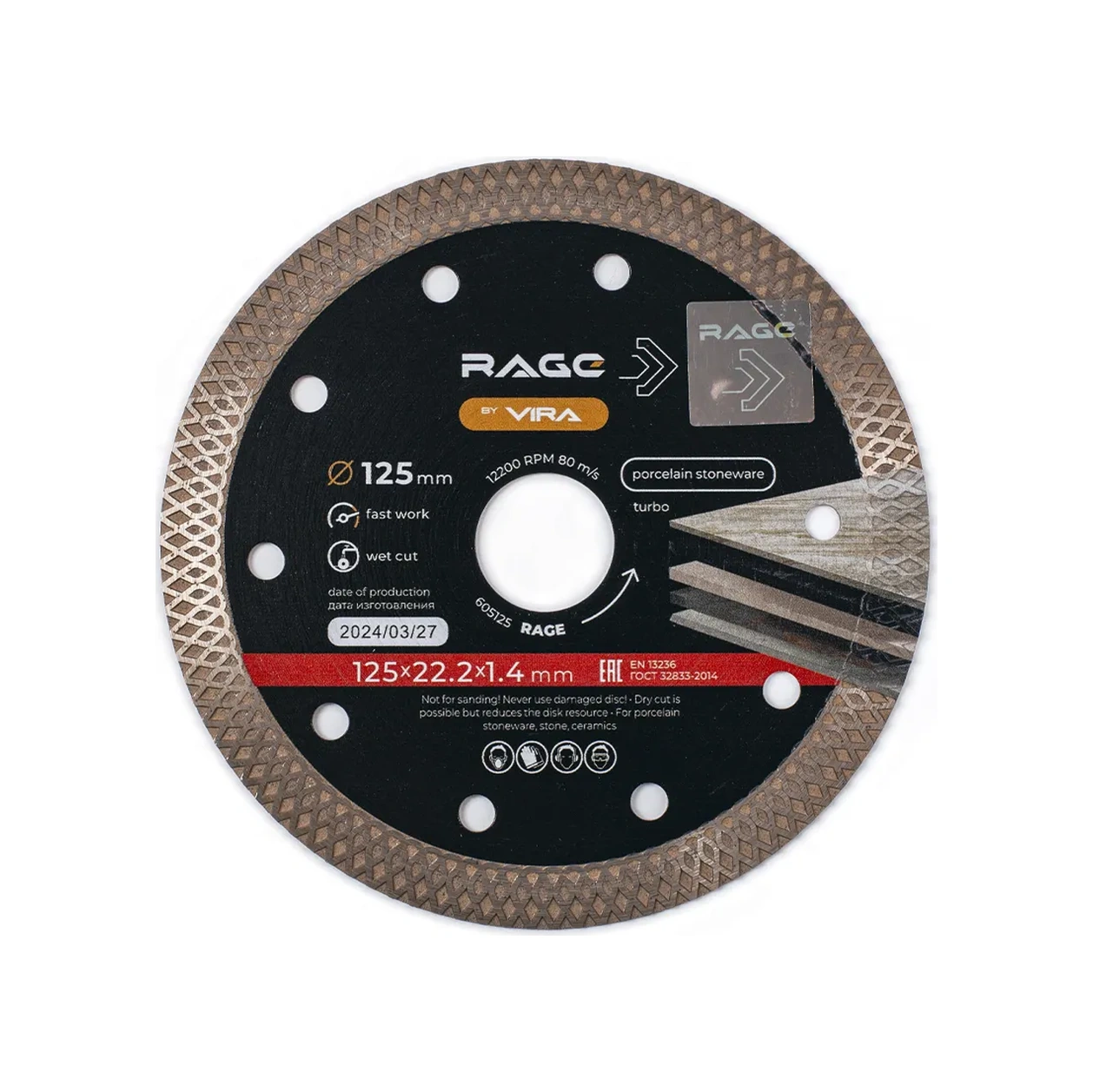 Rage Seramik Granit İçin İnce Elmas Disk 125 X 1.4 X 22.2 Mm 18676565