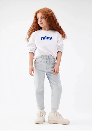 Mavi Mıav Baskılı Beyaz Erkek Çocuk Sweatshirt M6610031-620 BEYAZ