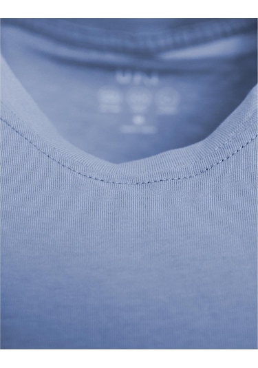 Uki İndigo Comfort Fit Bisiklet Yaka Basic T-shirt Indigo