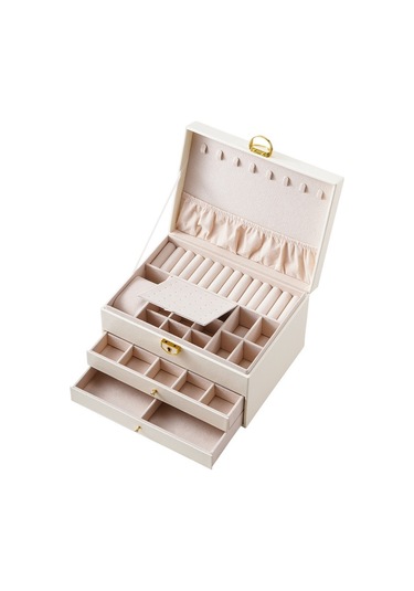 Yystore Üç Katlıbüyük Kapasiteli Mücevher Kutusu Rezidansı Beyaz