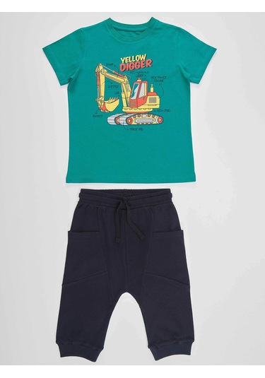 Denokids Mshb&g Yellow Digger Erkek Çocuk T-shirt Kapri Takım Çok Renkli