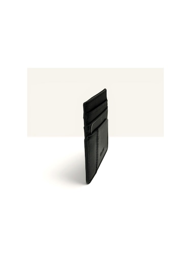 Grande Hakiki Deri Kartlık İnce Cüzdan Küçük Boy Siyah