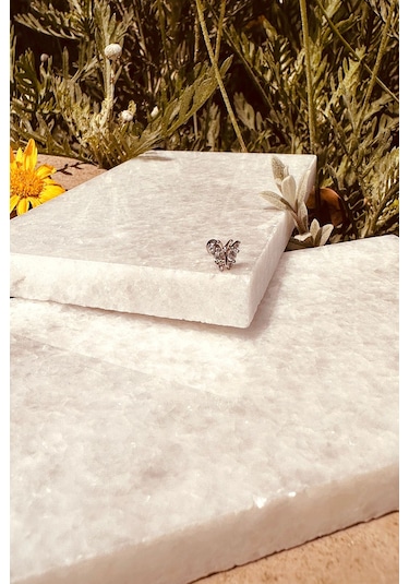 Kelebek Model Şık Tasarım Zirkon Taşlı Gümüş Renk Çelik Piercing Tragus Helix Stainless Steel