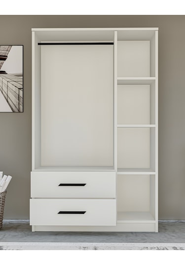 Gm 177 Modena 3 Kapı 2 Çekmeceli Aynalı Siyah Kulplu Beyaz Gardır