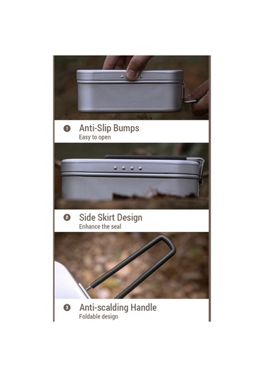 Kamp Öğle Yemeği Kutusu Katlanır Kolu Alüminyum Kamp Y25197gy-l L Gri