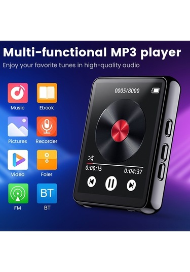 Flybuy Taşınabilir Dokunmatik Mp3 Çalar: Bluetooth 5.0, Yüksek Kalite Ses, Fm Radyo, 112 Karakter, Pratik Kullanım