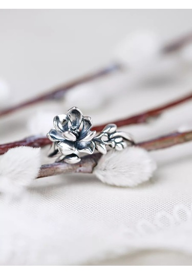 Lucente İnce Çiçek Yüzük Gümüş 925 226326432 Gri