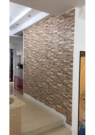 Nw46 Kahve Köpüğü Taş Kendinden Yapışkanlı Dekoratif Duvar Paneli (535049653)