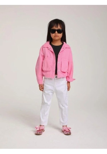 Kız Bebek Pamuklu İnce Dokulu Ceket-15123 Pembe