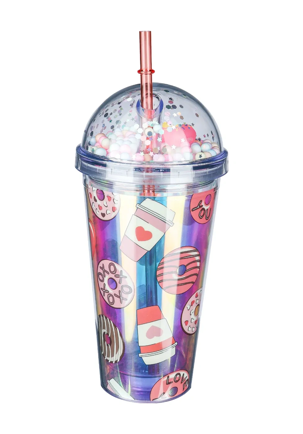 Miland Soğuk İçecekler İçin Parlak, Kapaklı Ve Pipetli Bardak. 260205278 Violet