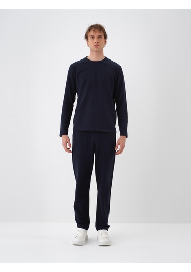 Lacivert Pamuk Dokulu Regular Fit Sweat Pantolon 380187 Lacivert