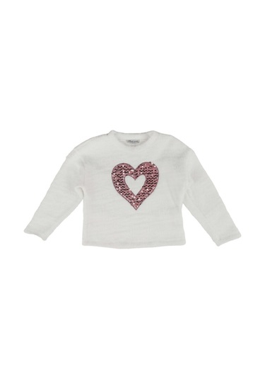 Pul Kalp İşli Kazak Ekru