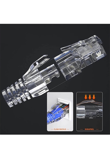 100 Adet - Rj45 Cat5e Cat6 Cat6a Boots Konnektör Şeffaf Jack Koruma Kılıfı