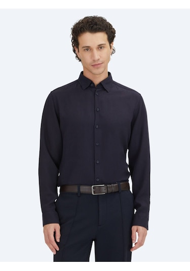 Kip Lacivert Regular Fit Uzun Dokuma Casual Gömlek