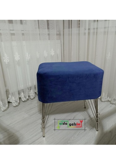 Ultra Lüks Metal Ayak Alda Parrot Puf Gümüş Karışık