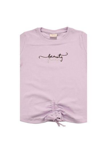 Nakışlı Fitilli Beauty Queen Tshirt Lila 001